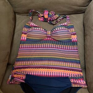Colorful Patterned Women's Swim Top